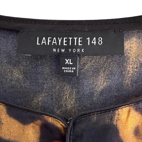 Lafayette 148 New York Kelsey silk animal print blouse size XL - Picture 3 of 7